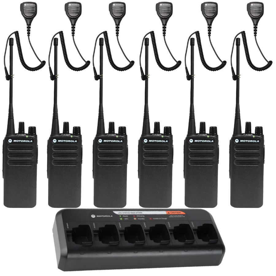 CP100d VHF Digital Combo Pack - 6 Radios, 6 Speaker Mics, & 6-Bank Charger